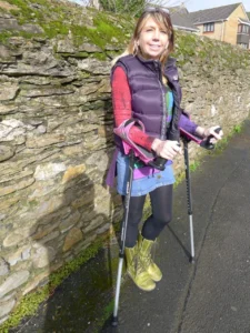 pink crutches from smart crutches used by michelle